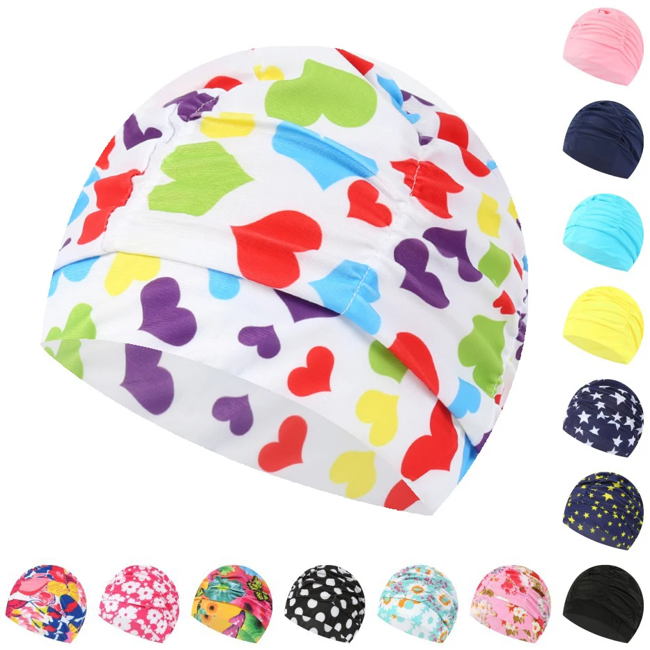 Women Swimming Cap Unisex Girls Long Hair Elastic Bathing Hat Swimming Cap Stretch Drape Plus Size Swim Pool Sport Nylon Turban