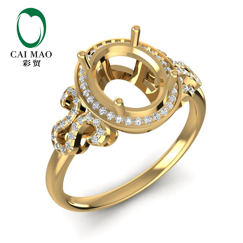 

Caimao 8x10mm Oval Cut 14k Yellow Gold 0.28ct Natural Full Cut Diamond Ring Prong Halo