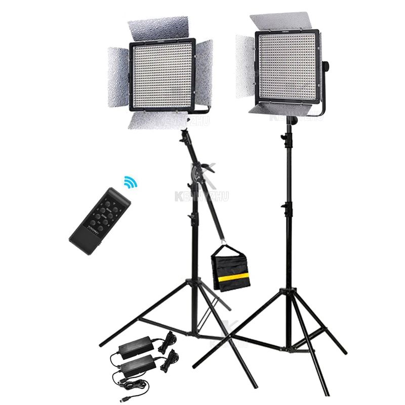 Yongnuo 2x YN900 II 54W LED Video Light Bi-color 3200-5500K/5500K White CRI95+ 2.8M Stand Bar Boom Photography Fill Lighting Kit