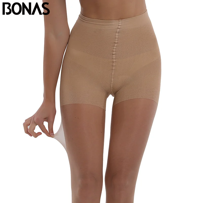 

BONAS Summer Sun Protection Tights Women Sexy High waist Nylon Breathable Pantyhose Girl Stretchy Resistant Slim Stockings