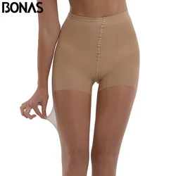 BONAS 20D Summer Sun Protection Tights Women Sexy High waist Nylon Breathable Pantyhose Girl Stretchy Resistant Slim Stockings