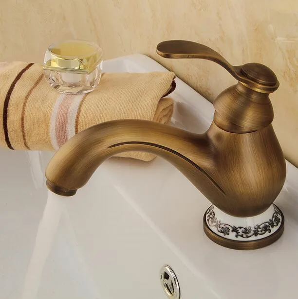 Free shipping Contemporary Concise Bathroom Faucet Antique bronze finish Brass Basin Sink Faucet Single Handle water taps