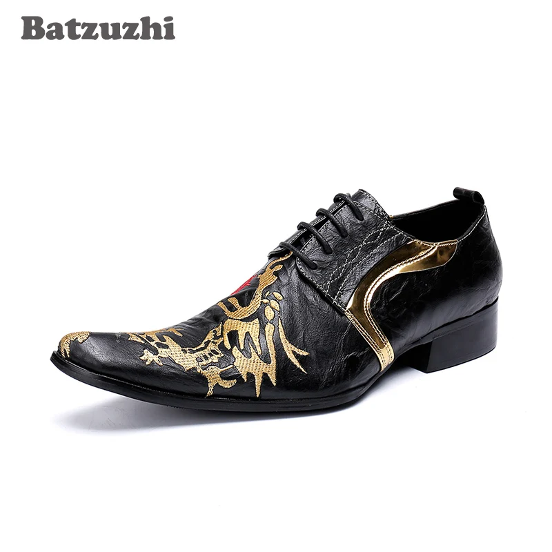 

Batzuzhi Designer's Men Dress Shoes Leather Black Business Leather Shoes Men Lace-up Formal Party and Wedding Chaussures Hommes