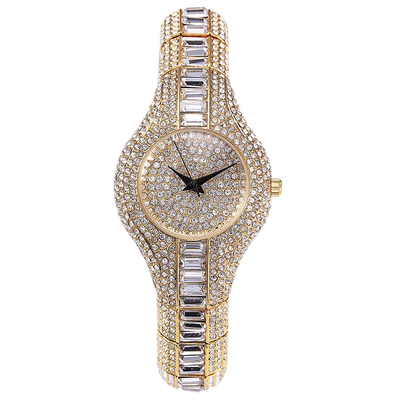 MISSFOX Mix Baguette Diamond Women Watches Luxury Ladies Gold Watch Shockproof Waterproof Small Womens Watch For Female Clock