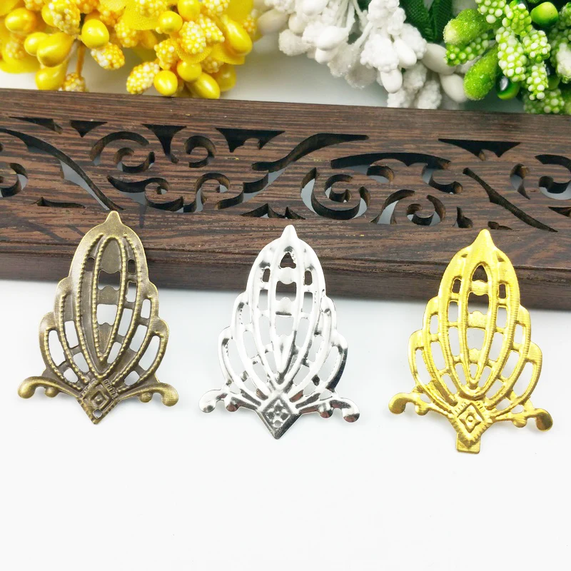 20pcs 25x35mm  Filigree flower  Wraps Metal Charms For Embellishment Scrapbook DIY Jewelry Metal Craft  Wraps