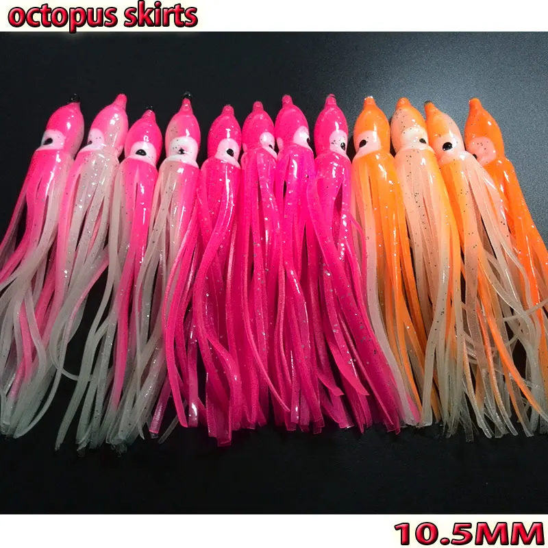 2017  fishing squid octopus jig fishing octopus skirts   length is 10.5CM  number:12pcs/lot