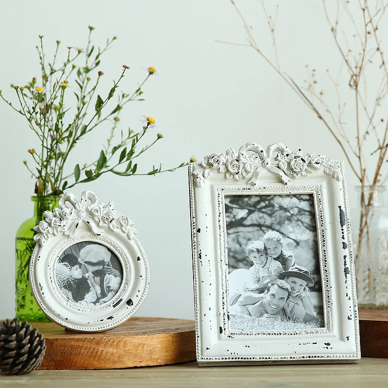 American rural white antique table 3 creative photo inch 6 inch old frame Home Furnishing decoration decoration