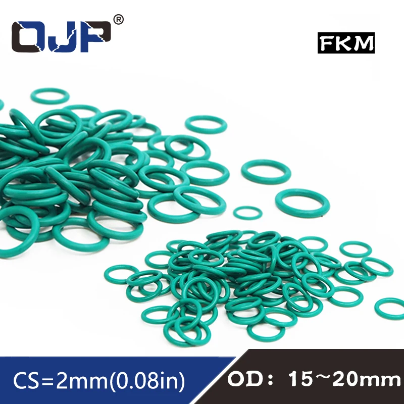 10PC Fluorine rubber Ring Green FKM O rings Seal OD 15/16/17/18/19/20*2mm Thickness Rubber O-Ring Seal Oil Gaskets Fuel Washer