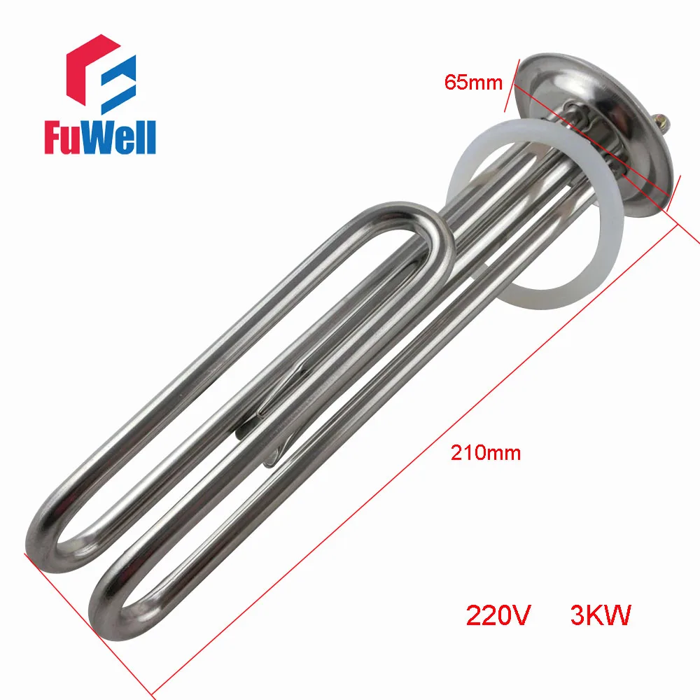 Stainless Steel Heating Tube Element 220V 3KW 210mm Tube Length Electric Water Heater Pipe