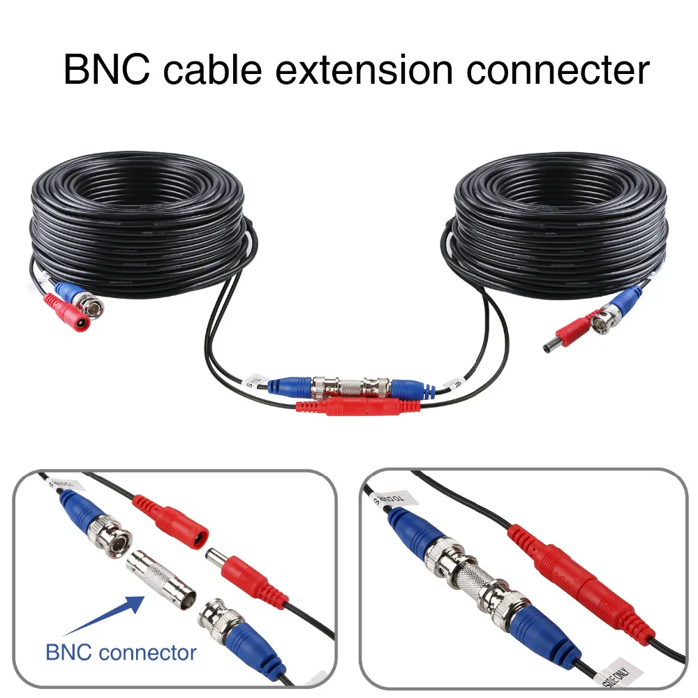 Imagem -03 - Câmera de Segurança Cabo de Alimentação de Vídeo Cabo Bnc Rca Fio para Câmera Cctv e Dvr no Sistema Cctv Cabos de Vigilância Novo 4x100ft 30m