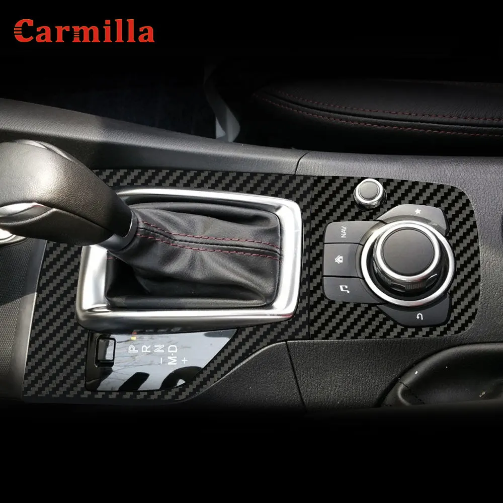 Car Gear Shift Box Panel Cover Sticker Trim Strips for Mazda 3 M3 Axela 2017 2018 Carbon Fiber Sticker AT Protection Car-styling