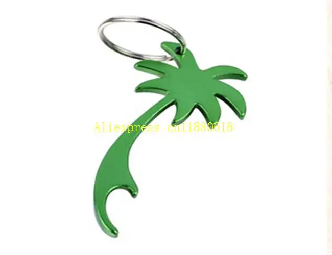 3000pcs/lot Fast shipping Palm tree shape keychains beer can bottle opener key ring promotion gift Random color