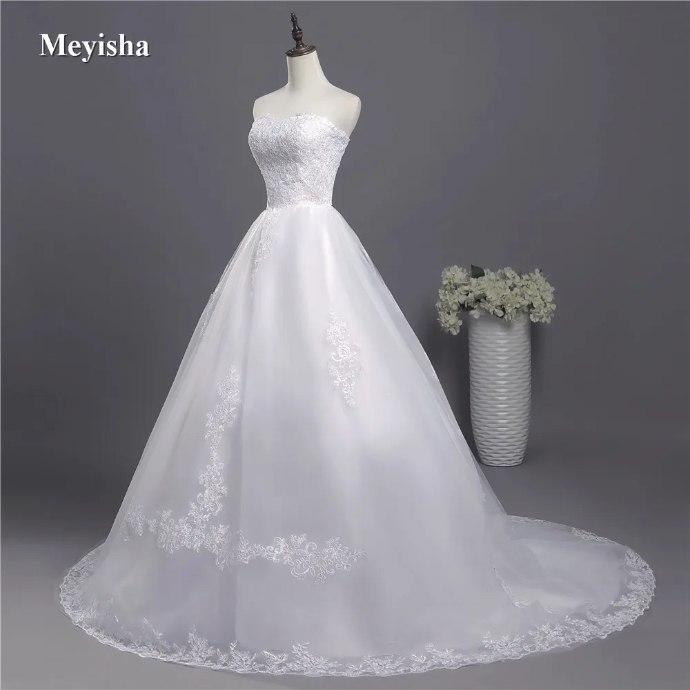 ZJ3001 Wedding Gown For Bride 2023 Corset Lace Up Strapless Crystal Sweetheart White Plus Size Maxi Formal Train Edge