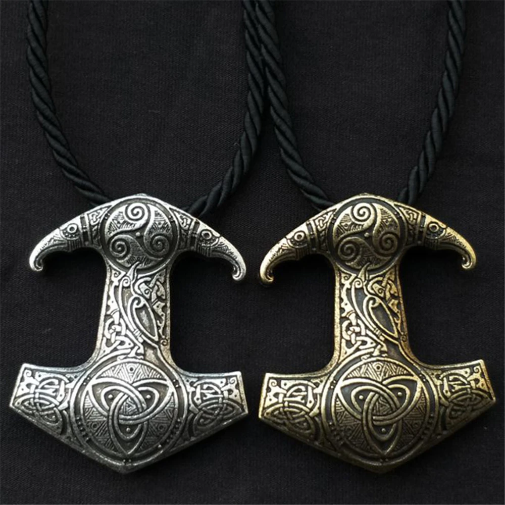 Odins Raven Slavic Kolovrat Viking Rune Pendant Necklace Mens Jewelery Thor Mjolnir Hammer Amulet Charm Rune Knot Necklaces