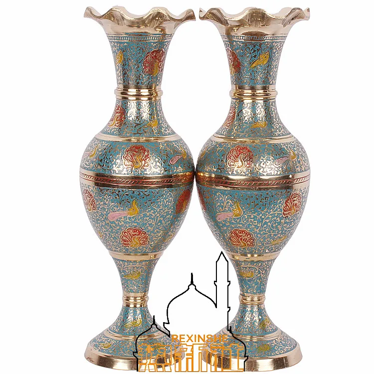 India imported handmade painted peacock vase features fashion gifts Home Furnishing bronze vase home furnishings