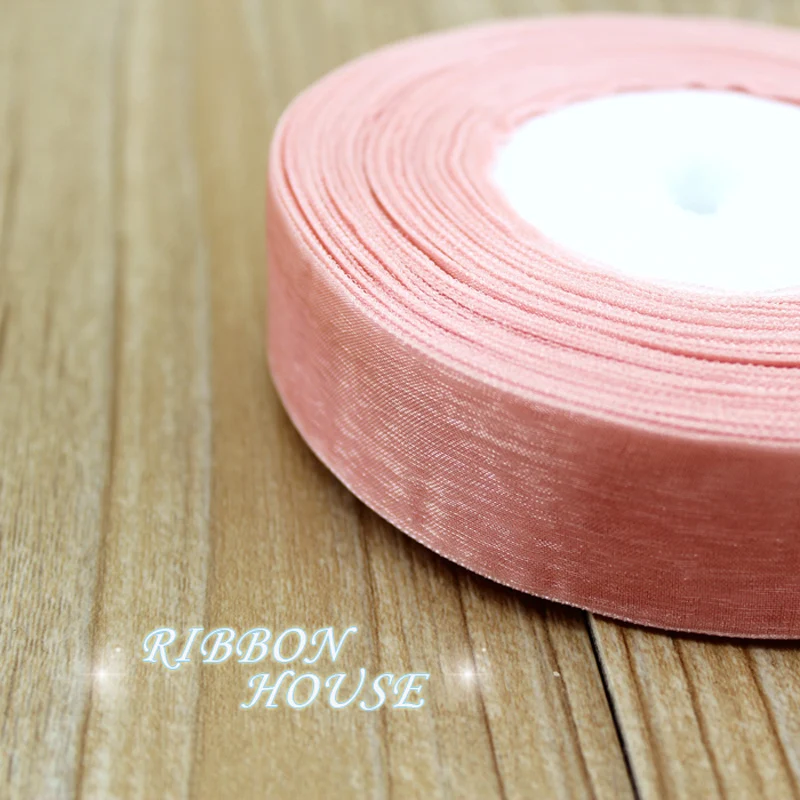 (50 yards/roll) Pink meat organza ribbons wholesale gift wrapping decoration ribbons DIY 12/15/20/25/40mm