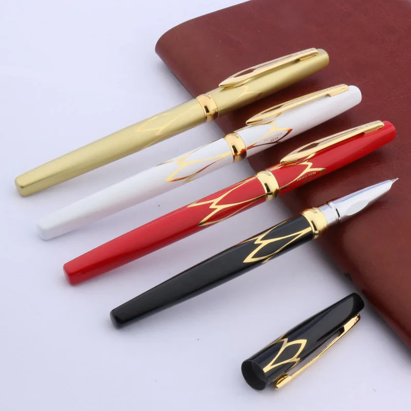 1pc new golden red black  Fine  Nib Fountain Pen School Office Writing Supplies