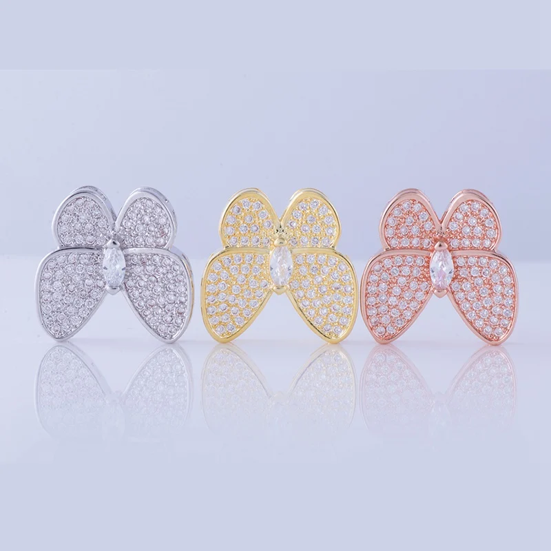 Hand Made Jewelry Accessories Copper Zircon Crystal Butterfly Spacer Charm Decoration Connectors For Jewelry Making Fittings