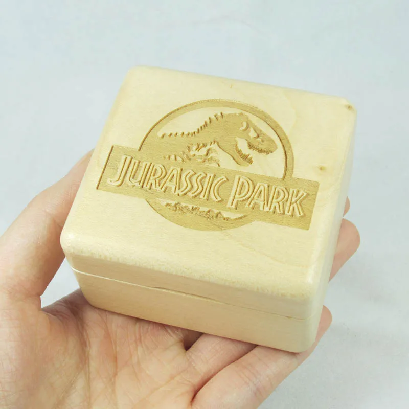 Wind Up Wood Music Box with Sankyo Mechanism, Jurassic Park Theme