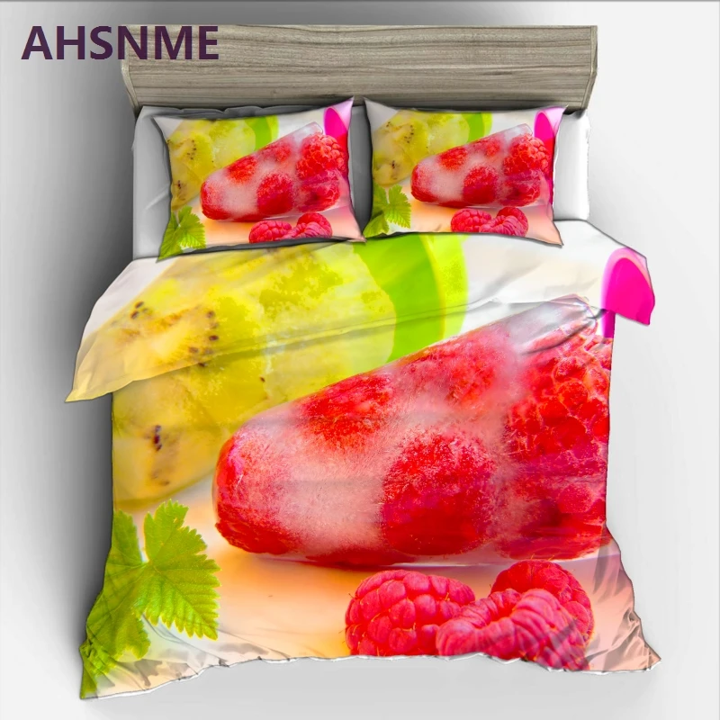 

AHSNME Ice Cream & Cranberry Bedding Set High-definition Print Quilt Cover for RU AU EU King Queen Double Size jogo de cama