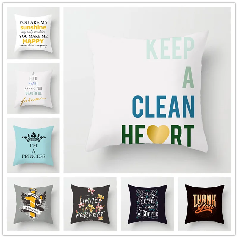 New Arrival Keep a Clean Heart 45cm*45cm Polyester Peach Skin bedding pillow cover home decor pillowcases