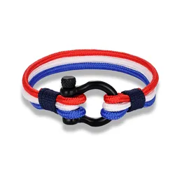 MKENDN New Fashion Country France Flag Sport Camping Parachute Cord Men Women Nautical Survival Rope Chain Bracelet Sport Style