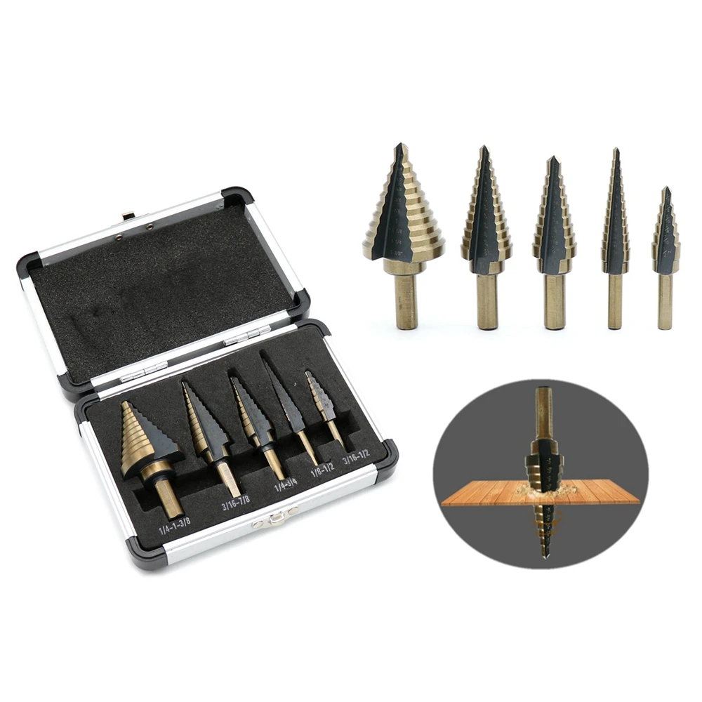 

5pcs/Set Step Drill Bit Set 50 Sizes Bits Center Drill Perforator Hole Cutter Tools Free Shipping