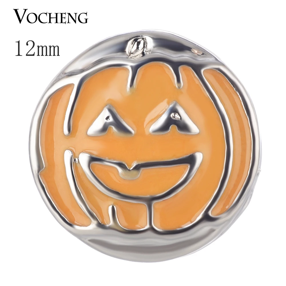 Jack-O-Lantern Vocheng Ginger Snap Button Small 12mm Painted Design Hallowmas Charms Vn-1701