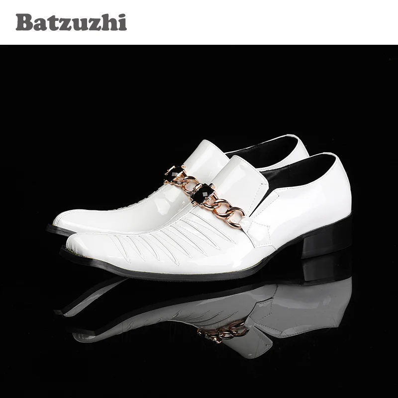 

Batzuzhi Handmade Men Shoes Square Toe Genuine Leather Shoes Male Formal White Wedding Dres Shoes Black Business Zapatos Hombre