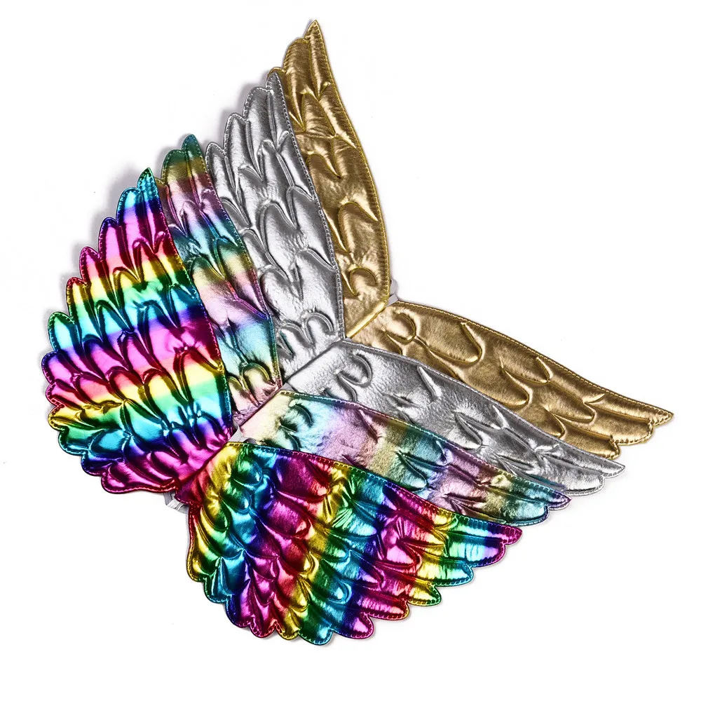 New Unicorn Wing Accessories Girls Fancy Dress With Hair Hoop Wings Rainbow Sequined Tutu Wedding Party Dress For Kids Costumes