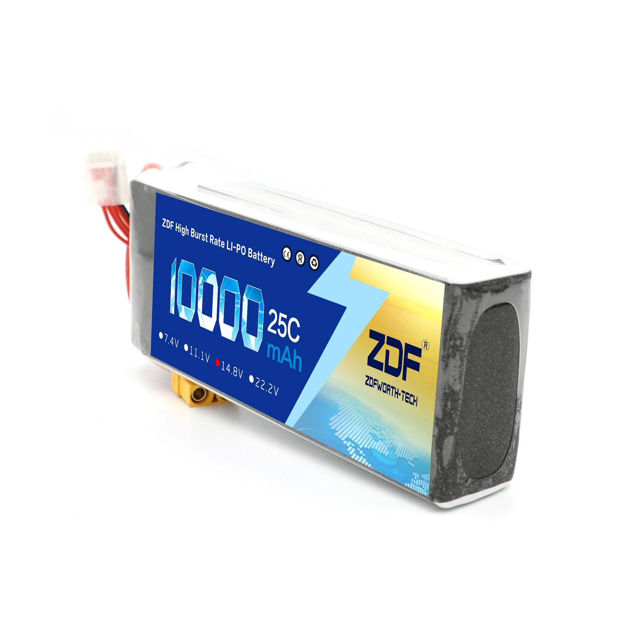 

ZDF Power RC LiPo Battery 14.8V 10000mAh 25C Max 50C 4S For UAV Multi-rotor Quadcopter Airplane Boat Car FPV Truck Drone