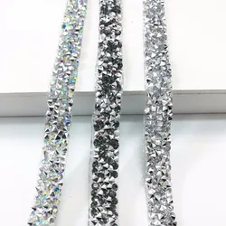 20CM Length Hot Fix Glitter dress Rhinestones Motifs Ribbon Crystal iron on patches applique hotfix strass Sewing & Fabric