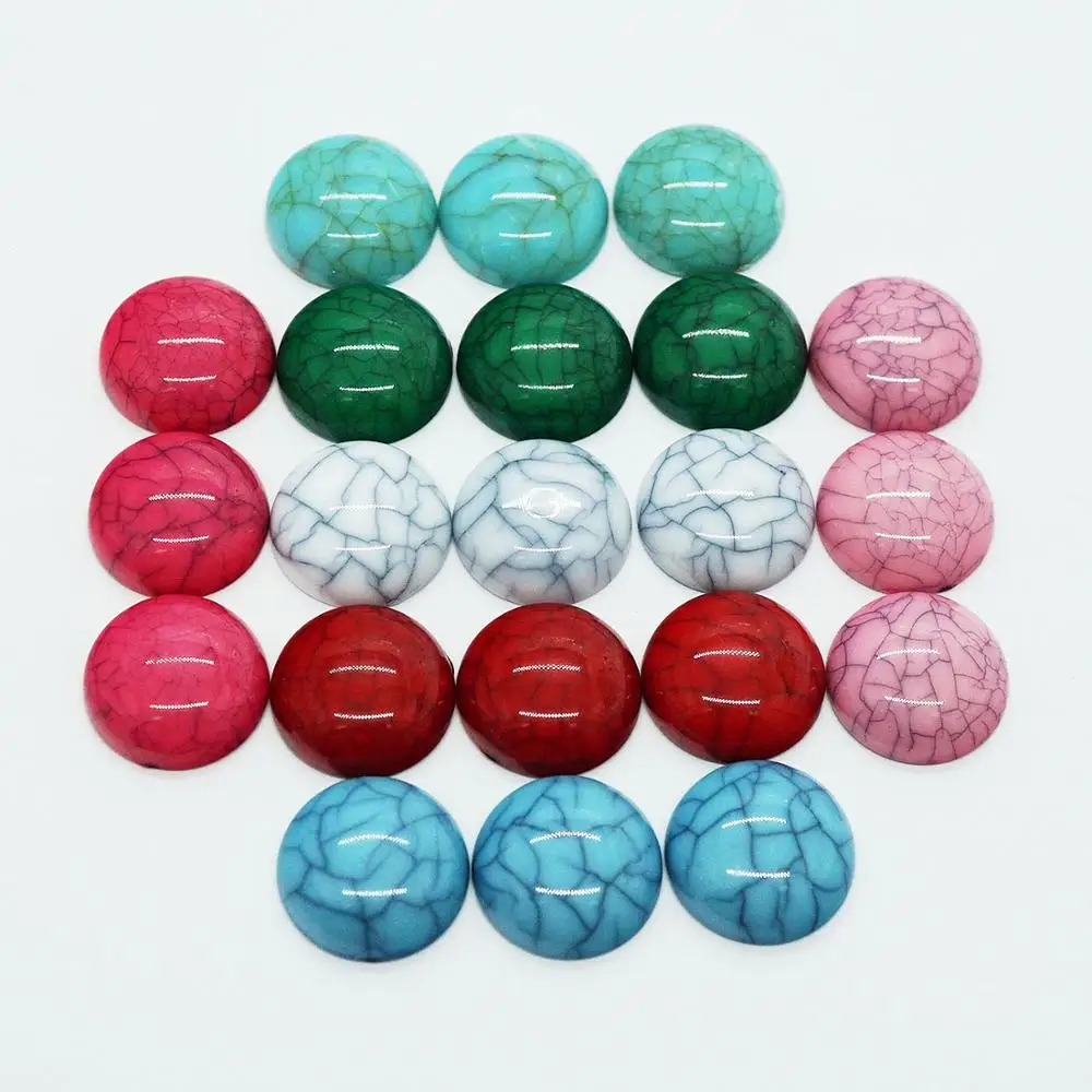 20PCS/lot Round 16mm Crack Style Flat Back Acrylic Cabochons Cameo for Make Pendants Jewelry Bracelet Necklace Women Earring