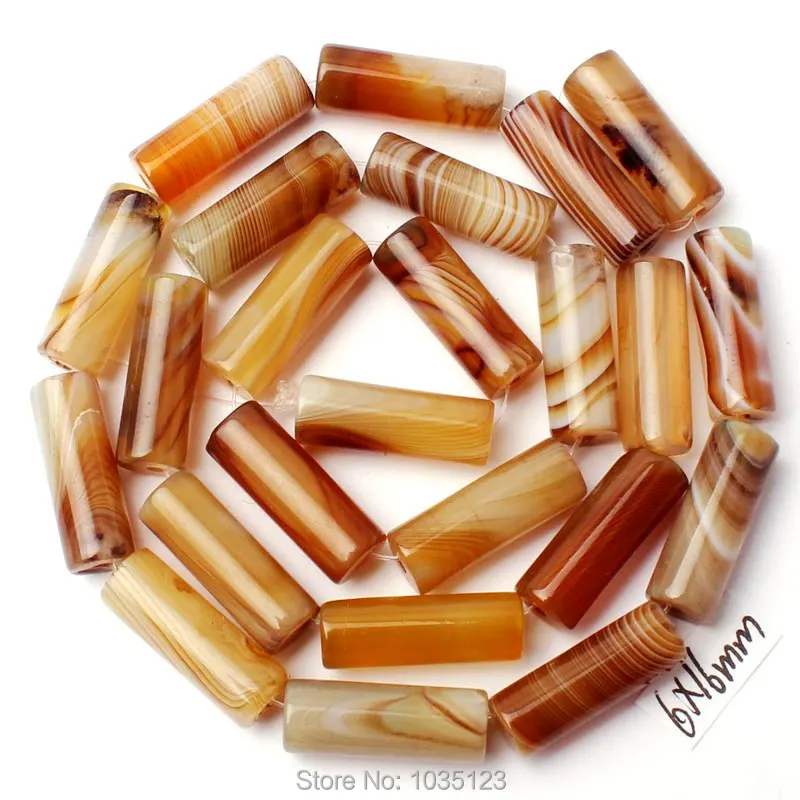 6x16mm Smooth Natural Mixed Color Agates Column Shape DIY Loose Beads Strand 15