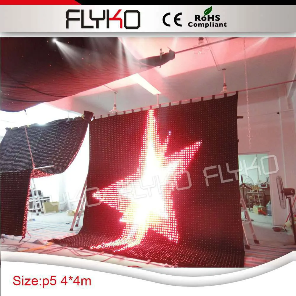 4x4m Free shipping p50mm fireproof LED Video Curtain  Auto run / DMX control /computer control