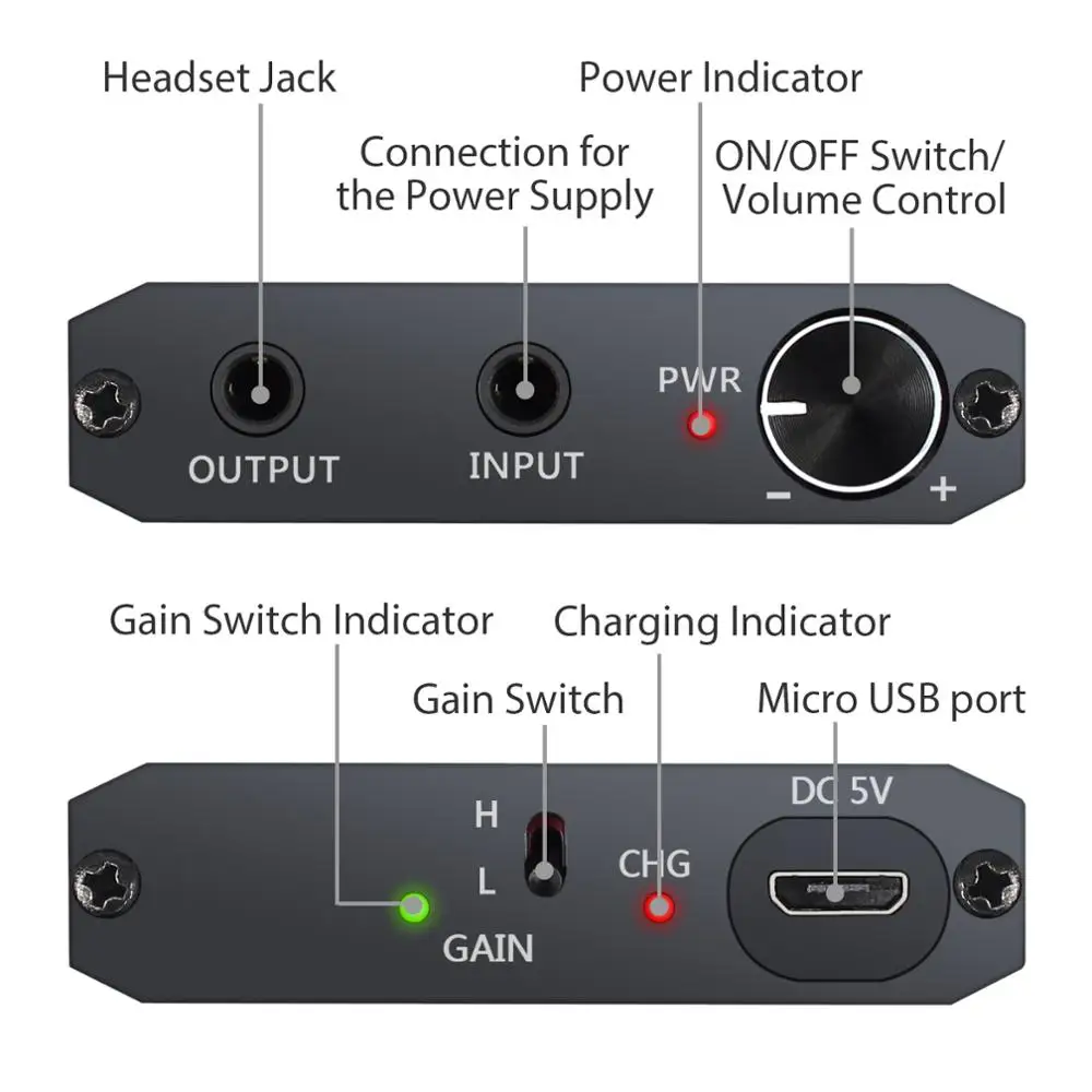 Neoteck 16-300Ω Earphone Amplifier 2 Stage Gain Switch Enhance Function Aux In Portable HIFI Amplifier Audio In Headphone Out