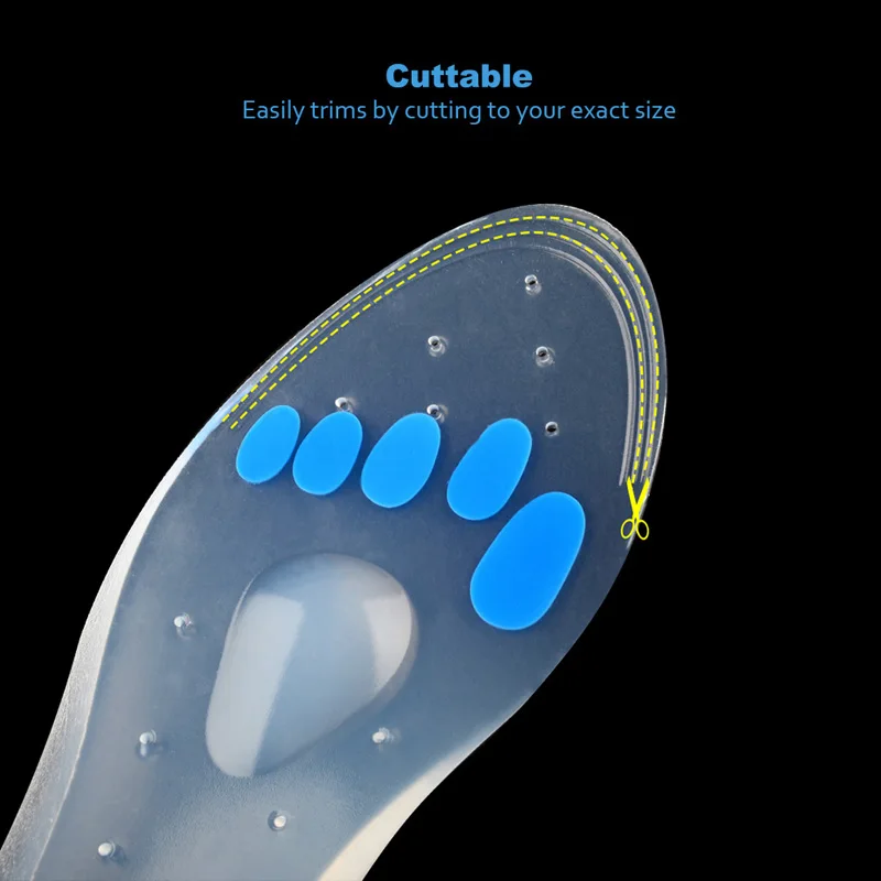 Soumit 남녀공용 의료용 실리콘 젤 깔창, 발 뒤꿈치 통증 완화 아치 지지대, 교정 깔창, 족저근막염, 발 뒤꿈치 박차