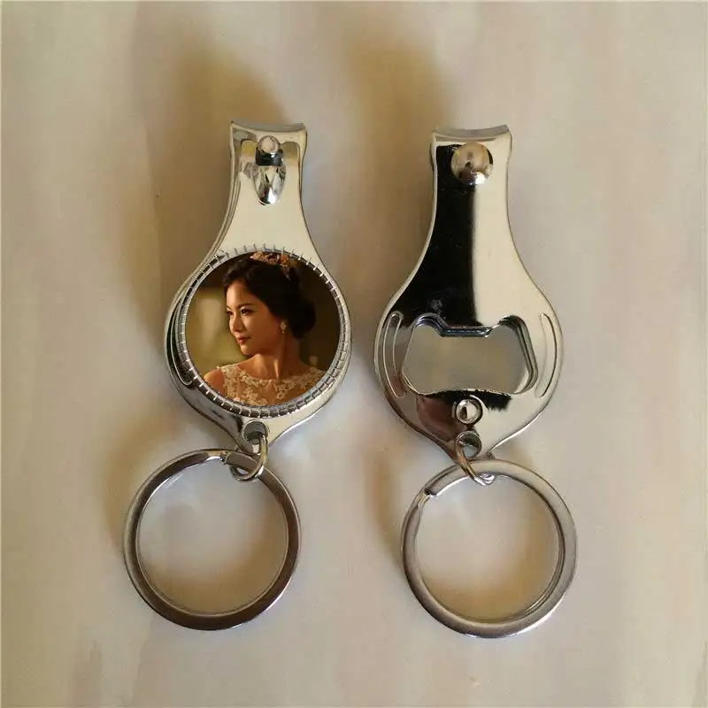 sublimation metal nail cutters key chains bottle opener hot transfer blank key ring diy materials sales promotion 30pcs/lot