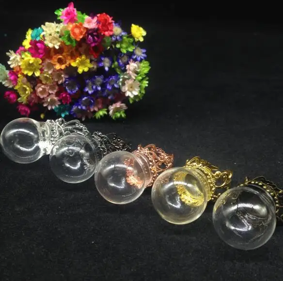 20pcs 20*15mm clear glass globe ring flower finding set glass global ring glass vial bubble pendant glass cover dome findings