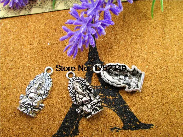 15pcs--Ganesha charms, Antique Tibetan silver Ganesha charms pendants 27x14mm