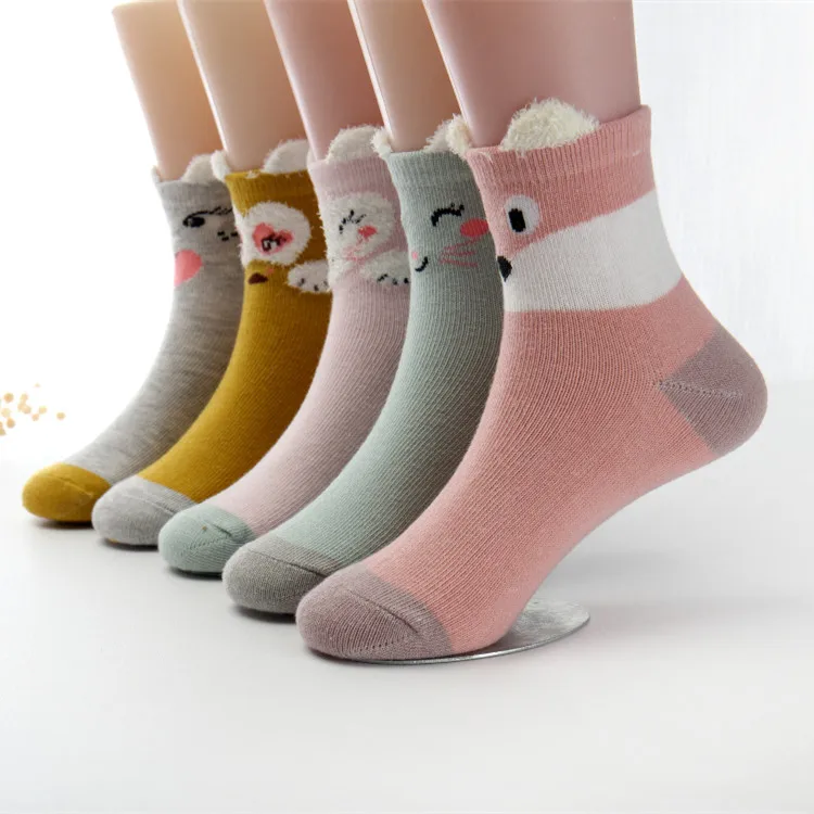 5pairs/lot New Fashion Boys And Girls Socks Ins New Cotton Socks Children Spring Autumn Socks Lovely Cartoon Sock