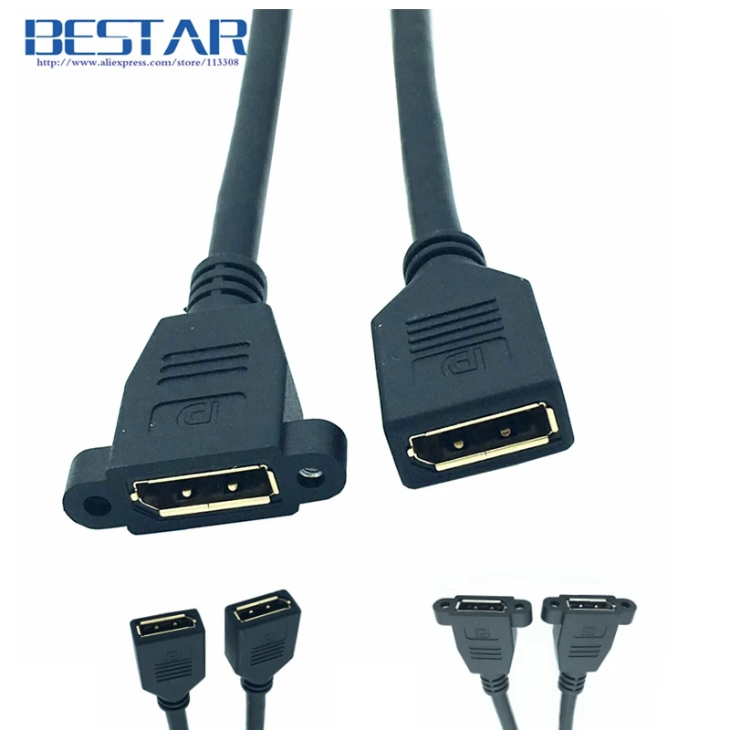 DP DisplayPort Female to Female Extender Display Port Female Extension Cable with panel mount Screw 30cm 2K*4K@60Hz