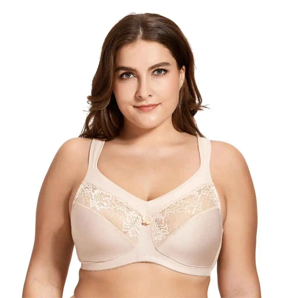 

Women's Cotton Unlined Full Coverage Support Wire free Plus Size Minimizer Bra