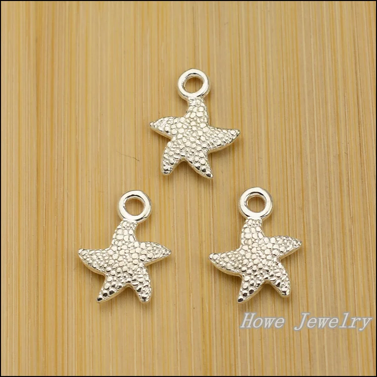 

New 150pcs fashion bright Silver Starfish Charm Pendant fit European Necklace&Bangles DIY Metal Jewelry Findings JC727