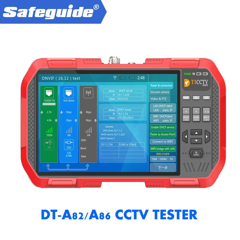 2019 DT-A82/A86 H.265 4K Network HD IP TVI CVI AHD CVBS CCTV Camera Tester Monitor+TDR Cable Test+Multimeter+Laser Power Meter