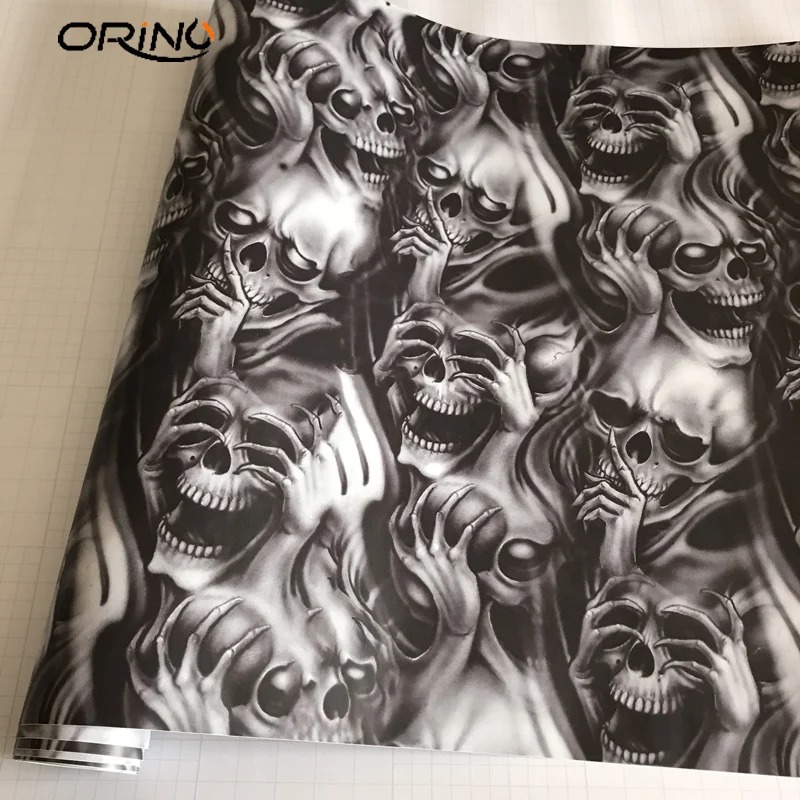 ORINO Sticker bomb Vinyl Wrap StickerBOMB Adhesive Cartoon Skull JDM Printed Racing Motorcycle Bike Scooter Bomb Wrapping Film