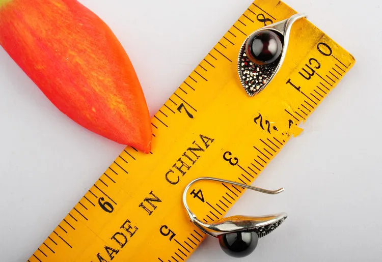 Ms Black  Wholesale 925 Sterling Silver Ball Garnet Earrings