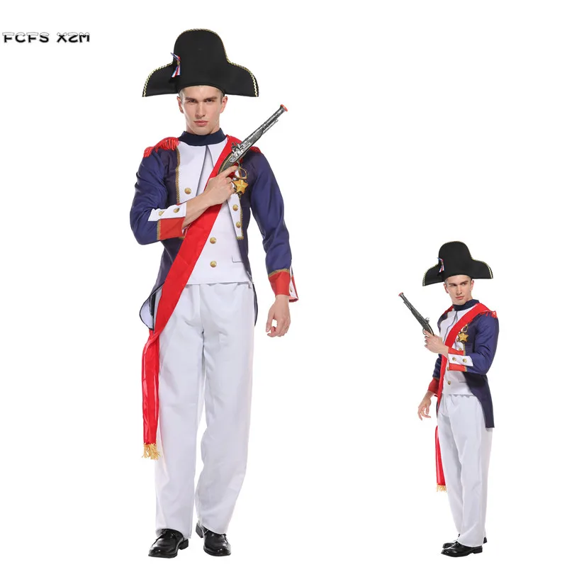 Warrior Soldier Musketeers Infantry Officer Costume Men Halloween Napoleon Cosplay Carnival Purim Masquerade Masked Party Dress