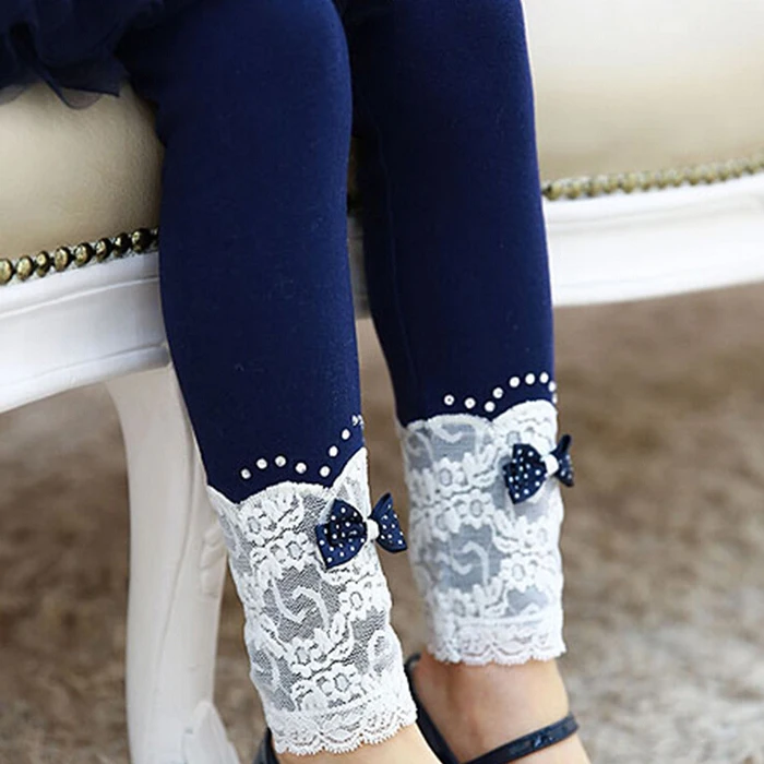 2021 girls autumn winter pants cotton kids slim trousers children elastic waist leggings 2-8years baby girls lace leggings