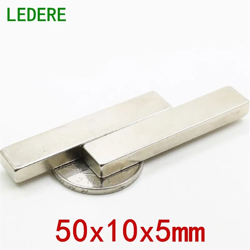 

LEDERE 20pcs 50mm x 10mm x 5mm Strong Neodymium Rare Earth Magnet 50*10*5 50x10x5 Art Craft Connection free shipping 50mm*10mm*5